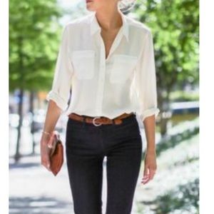 White long sleeve blouse shirt chic new trendy